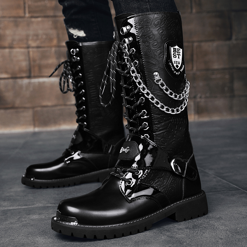 Motorcycle Chain - Men's Plus Size Casual High Top