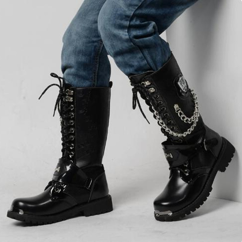 Luxury Men Motorcycle Boots Mi - Motorcycle Chain recension och pris