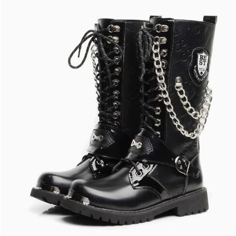 Luxury Men Motorcycle Boots Mi - Motorcycle Chain recension och pris