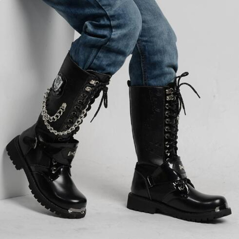 Luxury Men Motorcycle Boots Mi - Motorcycle Chain recension och pris